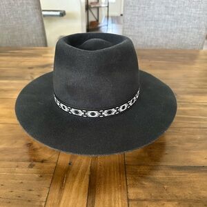 Lack Of Color Black Wool Fedora with Geometric Band
